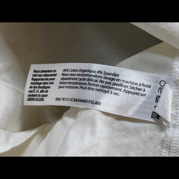 Eileen Fisher Tank Small Womens White Cotton Stretch Sleeveless Button Blouse - Picture 6 of 6